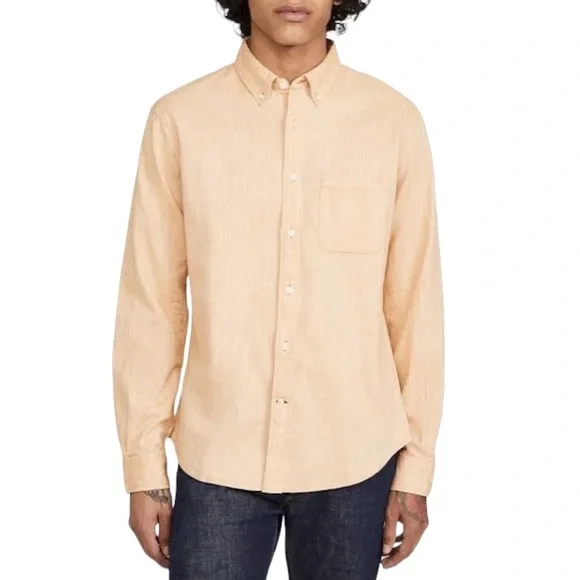 Club Monaco Yellow 100% Linen Slim Fit Shirt - Picture 1 of 8